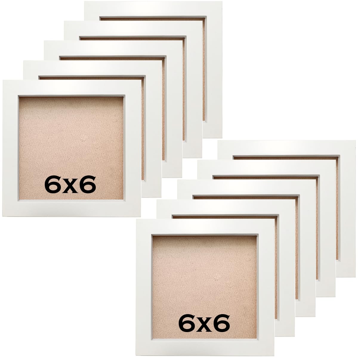 Zxt-Parts 6X6 Picture Frames Set Of 10. White Solid Wood Frame. Acrylic Panels Are Sturdy, Safe, And Will Not Scratch. Frames Fo