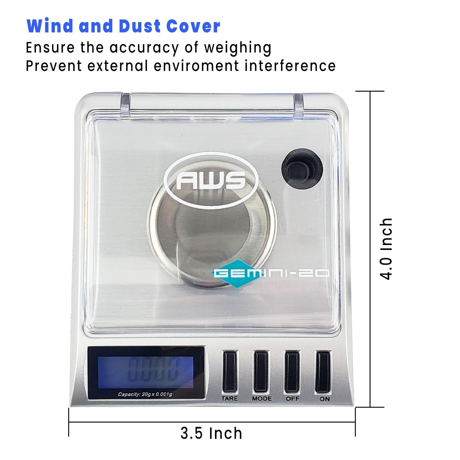 Gemini-20 Milligram Scale - 20G X 0.001G Precision Digital Scale In Silver & Black - Includes Calibration Weights, And Tweezers