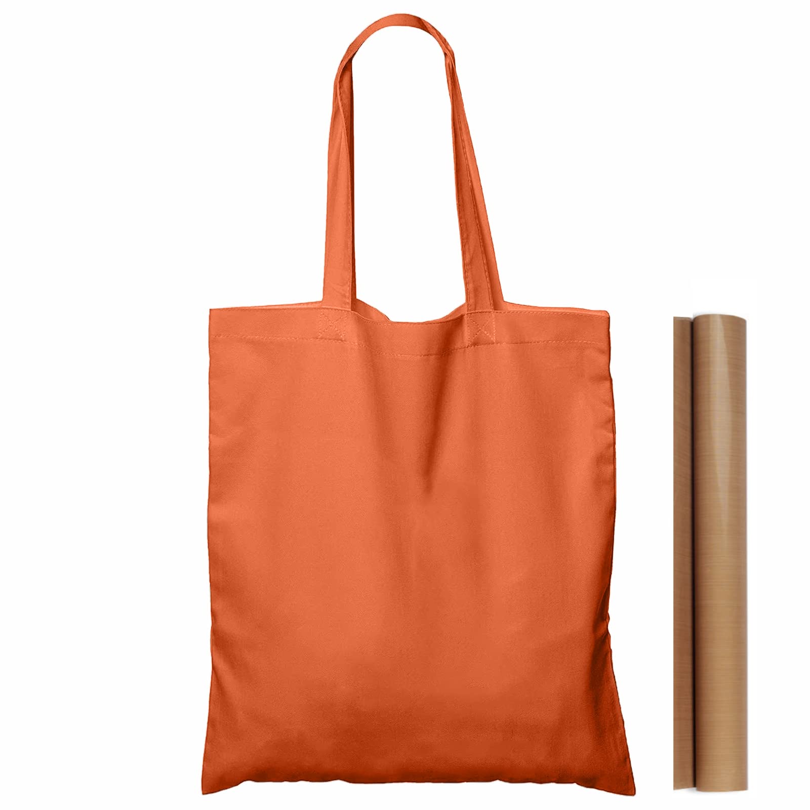 Npbag 15 Pack 15'' X 16'' Orange Cotton Tote Bags, Blank Bulk Cloth Bags With 1Pc Of Ptfe Teflon Sheet