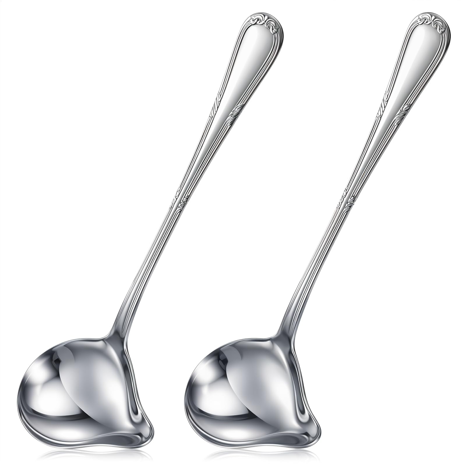 HJZHII 2 Pcs Small Ladle with Pour Spout, Stainless Steel Gravy Ladle