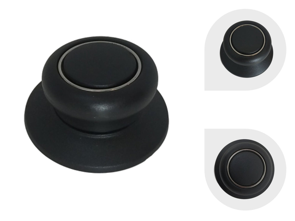 Melzon Cookware Universal Replacement Lid Knob - Heat Resistant, Bakelite Kitchen Pot Lid Handle, Black W/Silver Lining (1)