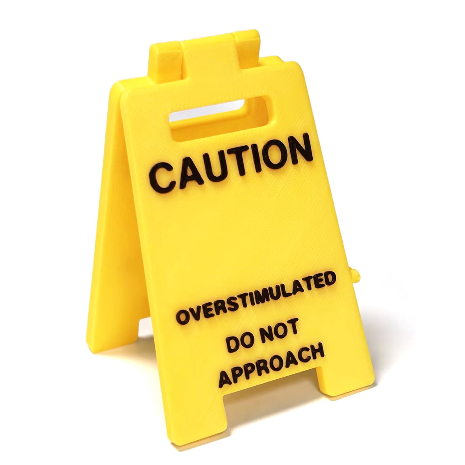 1 Pc Caution Overstimulated Desk Sign, Funny Prank Gift Office Desk Decor, 3D Printed Overstimulated Do not Approach Warning Sig