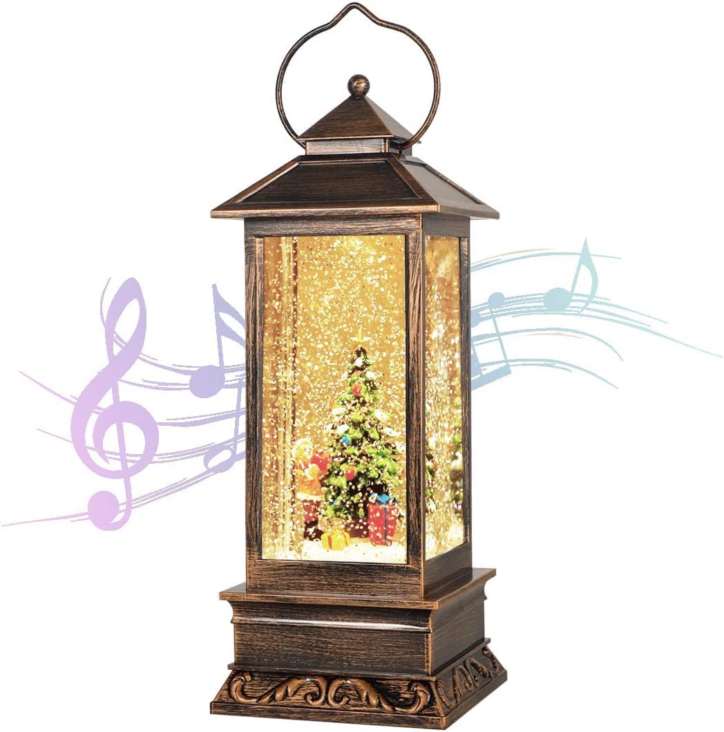 Christmas Decorations Home Lighted Christmas Snow Globe Christmas Lanterns Water Lanterns Glittering with Music USB and Battery 