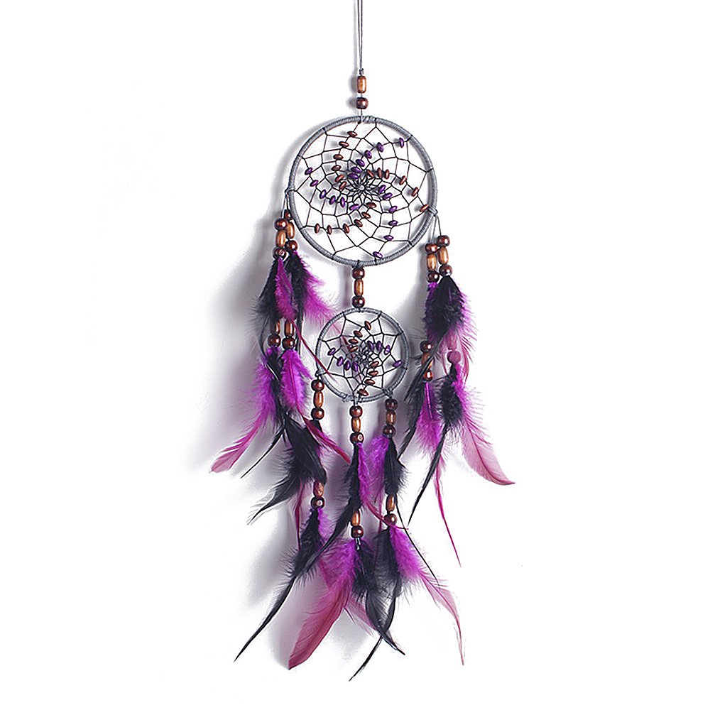 Ornerx Valentines Day Dream Catcher Wall Home Decor Purple Black 21.65 Long