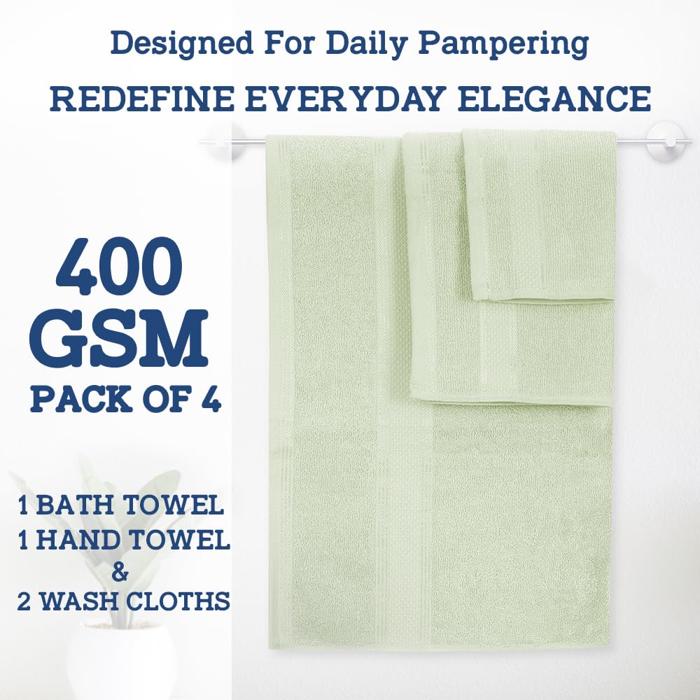Casa Lino 4 Piece Bath Towel Set | 1 Bath Towel, 2 Wash Cloth, 1 Hand Towels | Bathroom Essentials For New Home, 100% Cotton Lux
