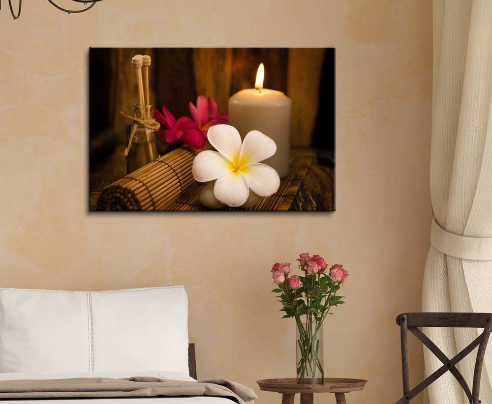 Wall26 - Canvas Prints Wall Art - Relaxing Spa With Fresh Petunia Flowers And Essential Oils | Modern Wall Decor/Home Decoration