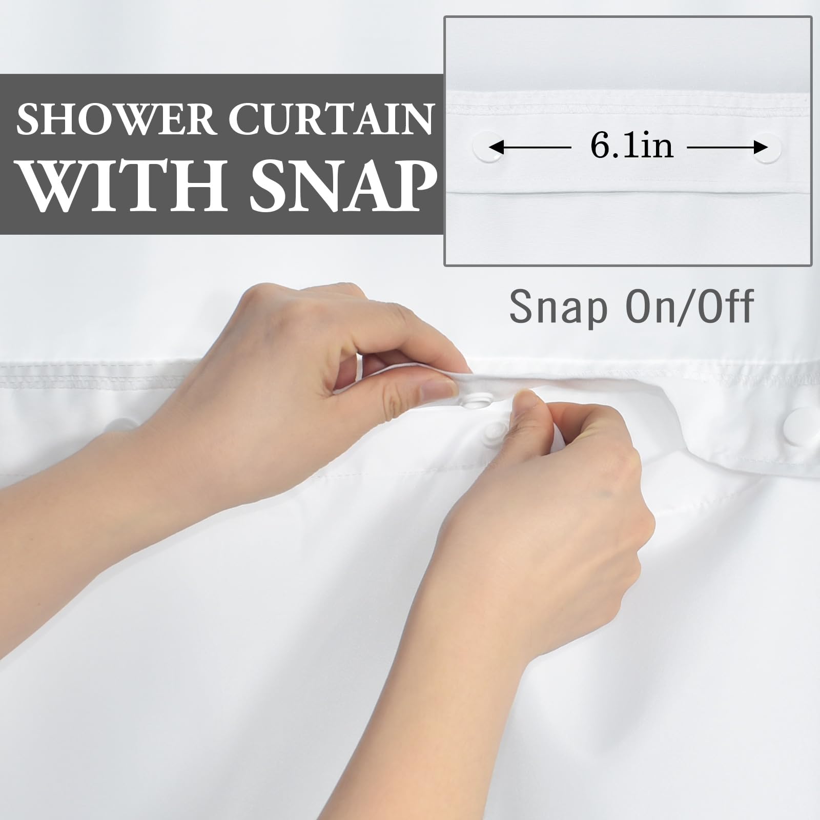 Withloc No Hook Shower Curtain With Snap In Liner - Floral Shower Curtain - Fabric Waterproof Inner Liner, Plants Watercolor Blu