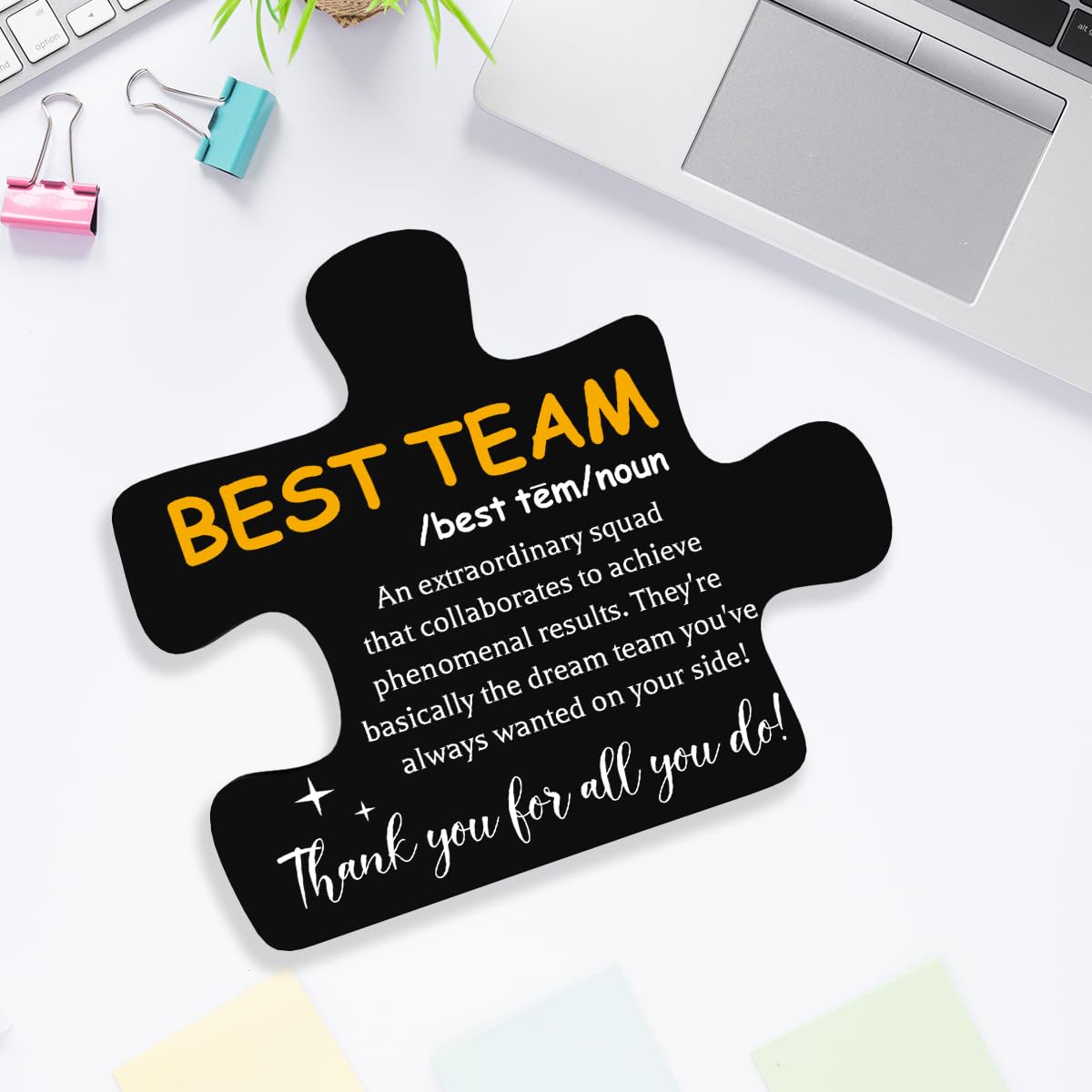 Inspirational Team Office Decor Desk Decor Acrylic Puzzle Sign Rustic Black Acrylic Sign Plaque for Home Office Desk Shelf Table