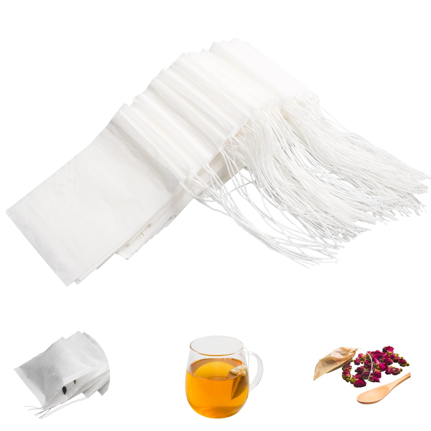 Eketirry 400Pcs Tea Filter Bags For Loose Tea, Small Empty Tea Bags, Natural Wood Pulp Paper Material, Disposable Unbleached Tea
