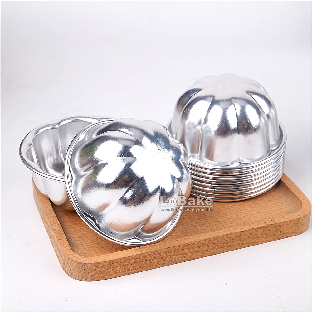 10Pcs Various Half Ball Pumpkin Grape Vollyball Shell Aluminium Tart Mould Jelly Pudding Cup Cupcake Mold Baking Tools (R15 Big