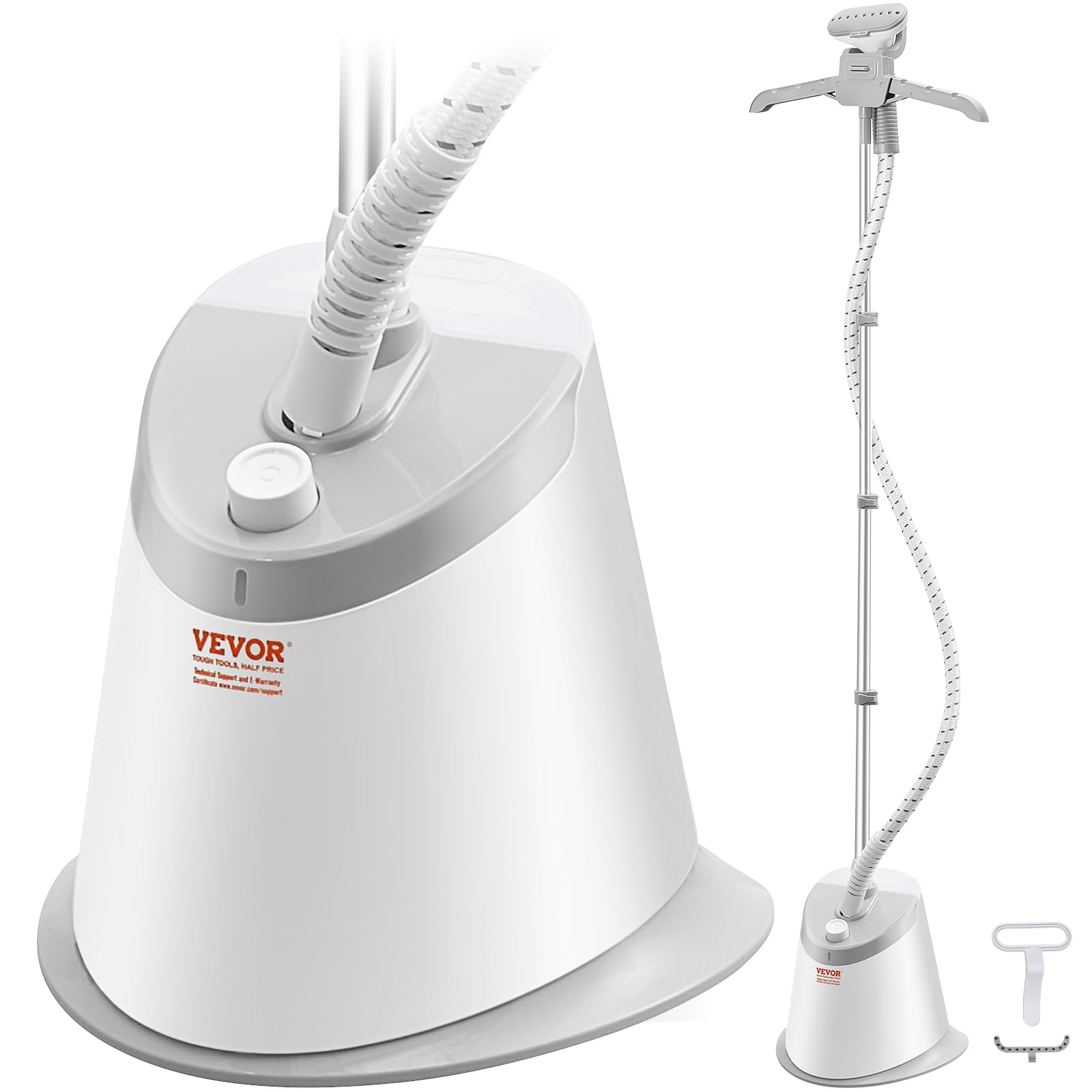 VEVOR Standing Steamer with Foldable Garment Hanger, 1.7L Water Tank for 90 Minutes Continuous Steaming, Heats in 45 Seconds & A