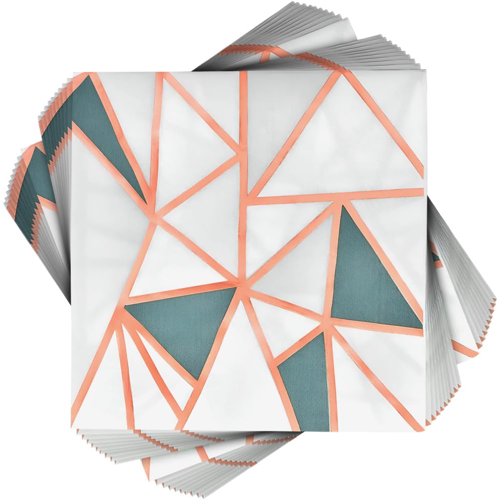 Premium Mosaic Rose Gold Foil-Stamped Napkins - 24 Packs Of 20 - Elegant, Ultra-Soft & Decorative Printed Design For Parties, We