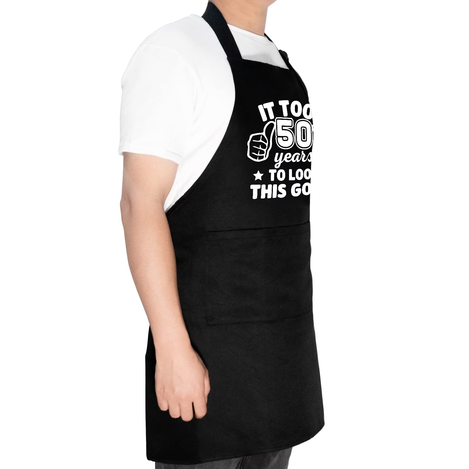 50Th Birthday Gifts For Men Women, 1974 Happy 50Th Birthday Gift Ideas, 50 Years Old Chef Aprons For Men With 3 Pockets, Funny C