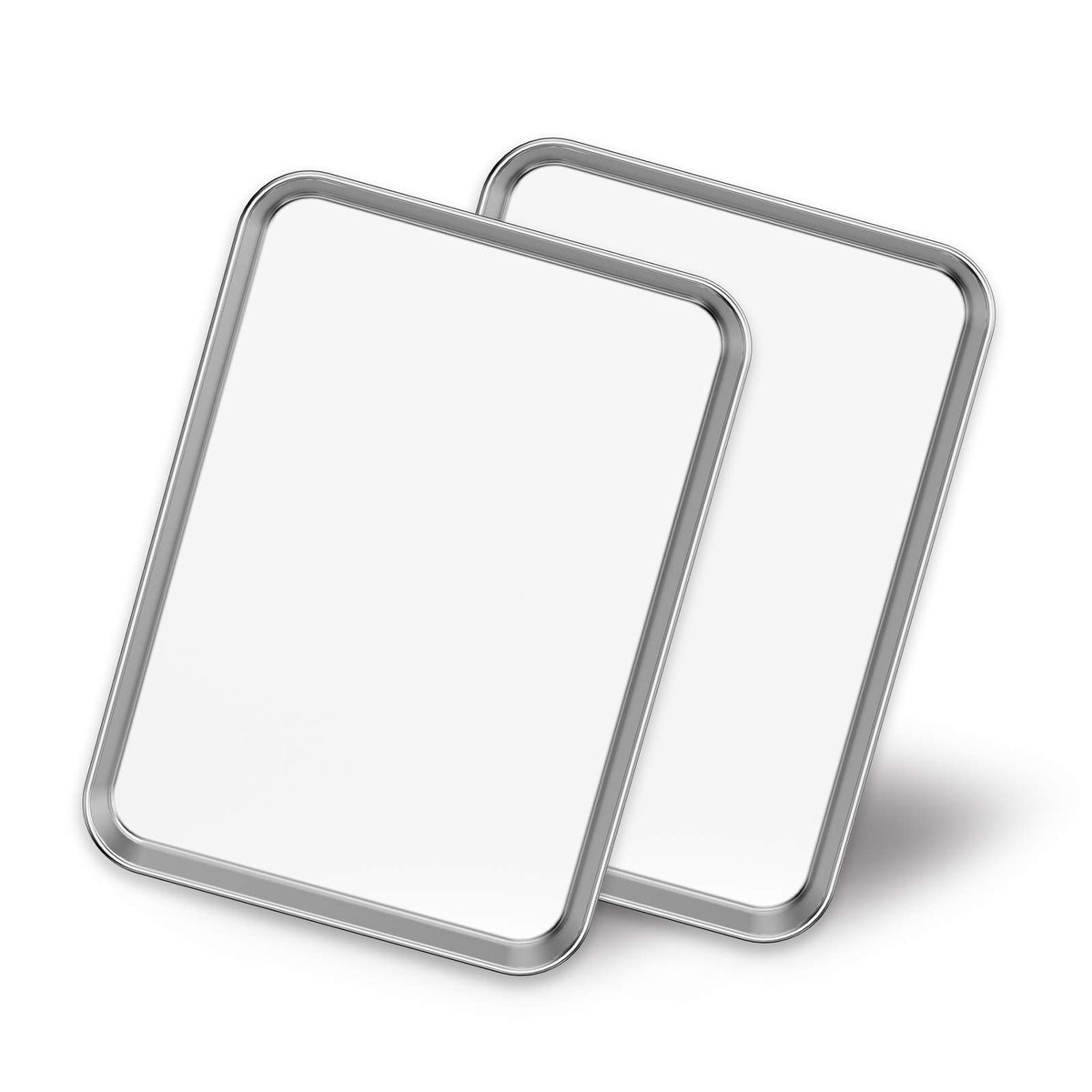 Baking Sheets 2 Pieces, Bastwe Stainless Steel Baking Pan Tray Cookie Sheet, Rectangle Size 9 X 7 X 1 Inch, Healthy  Non Toxic,