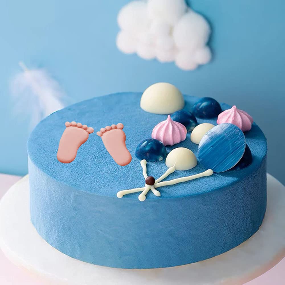Kuuguu 4 Pcs Baby Feet Fondant Mold Silicone 3D Baby Foot Mold Baby Shower Cake Topper Decoration Diy Baking Mould For Sugarcraf