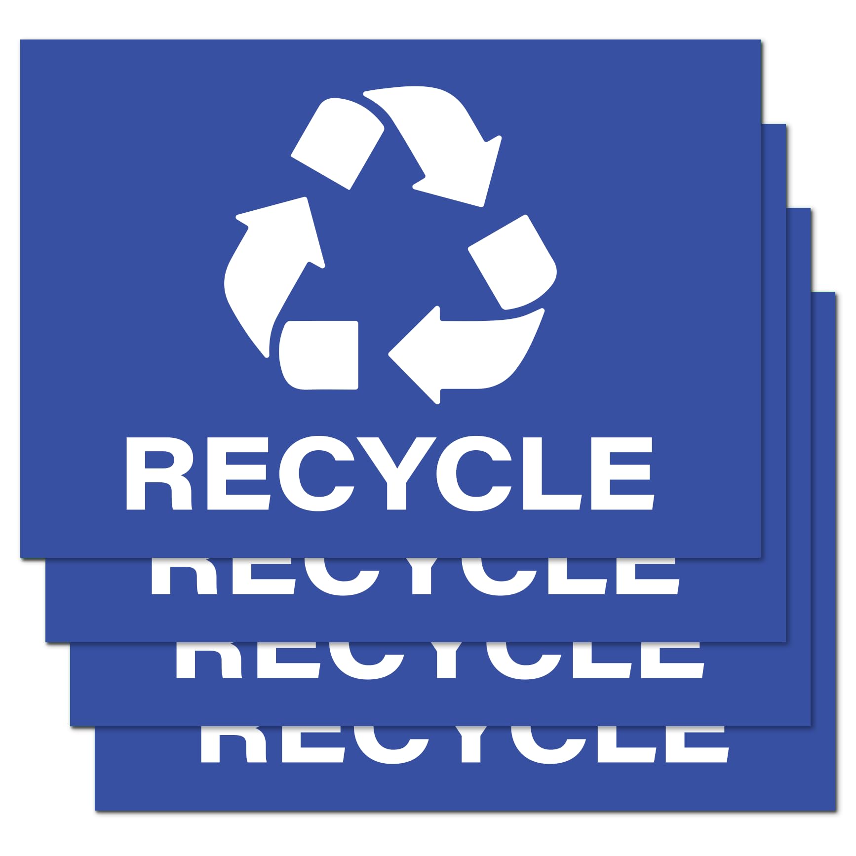 Recycle Stickers, Self Adhesive Weatherproof Vinyl Stickers, Blue, 7'' X 10'' (Pack Of 4)