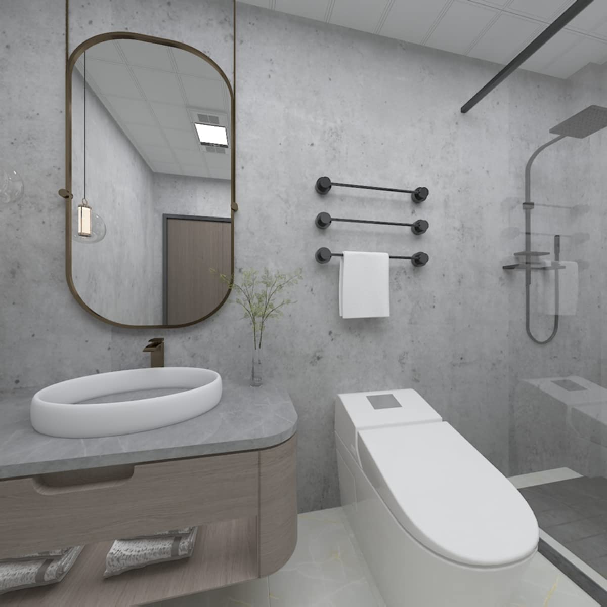 3Yecao 31 ''  157 '' Wide Thick Light Grey Concrete Wallpaper Peel And Stick Faux Waterproof Gray Concrete Cement Contact Paper