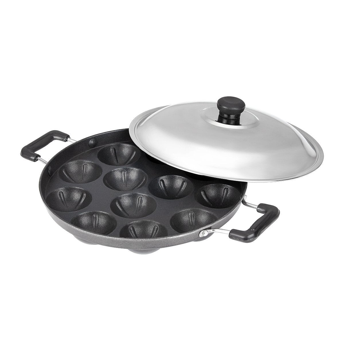 Tanish Trading Appam Patra Paniyaram Non Stick Pan,Takoyaki Or Danish Aebleskiver Filled Pancake Pastry Pan, Appam Maker Set Of