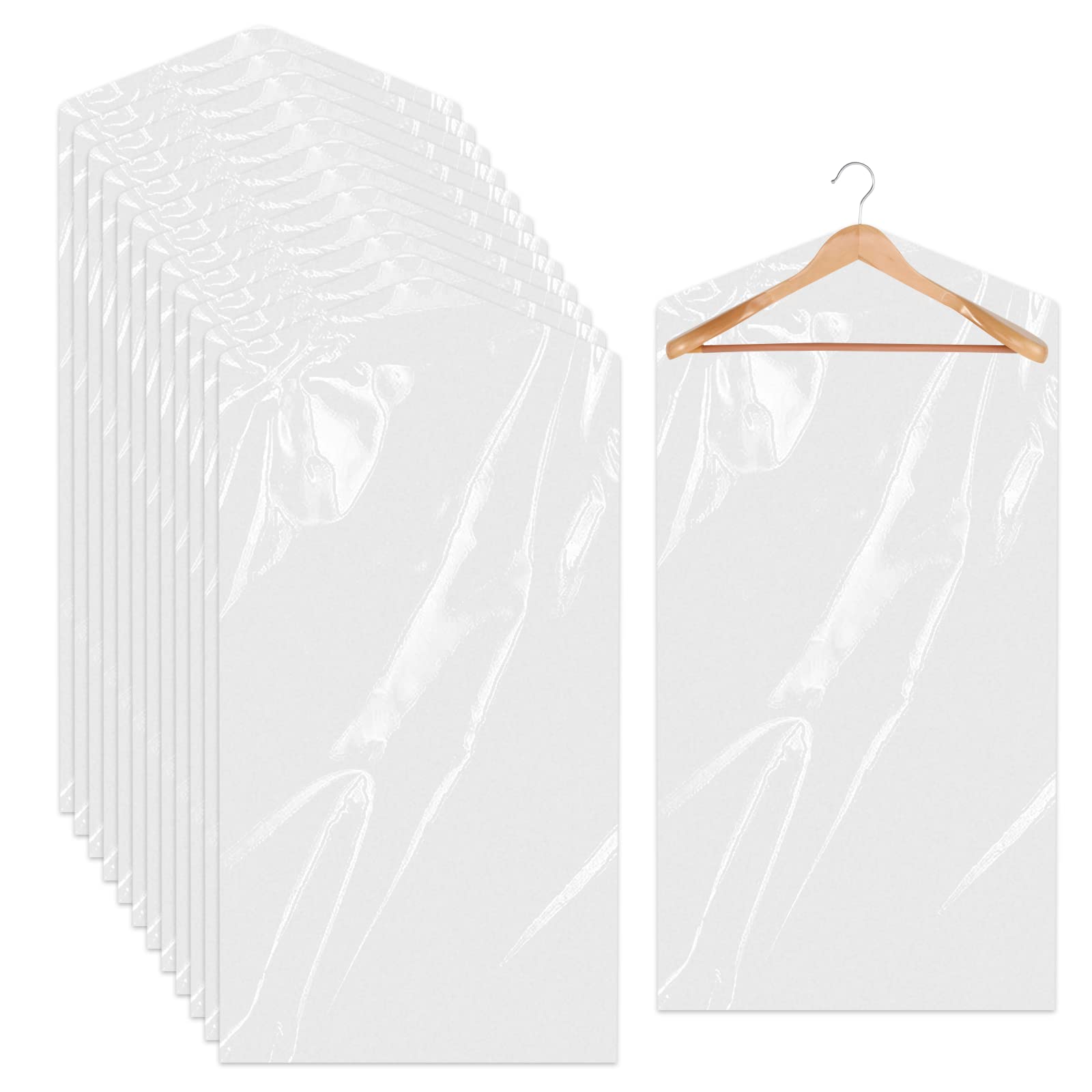 20 Pack Garment Bags For Hanging Clothes Plastic Garment Bags Clear Clothes Covers Dry Cleaner Bags Hanging Dust-Proof Garment B