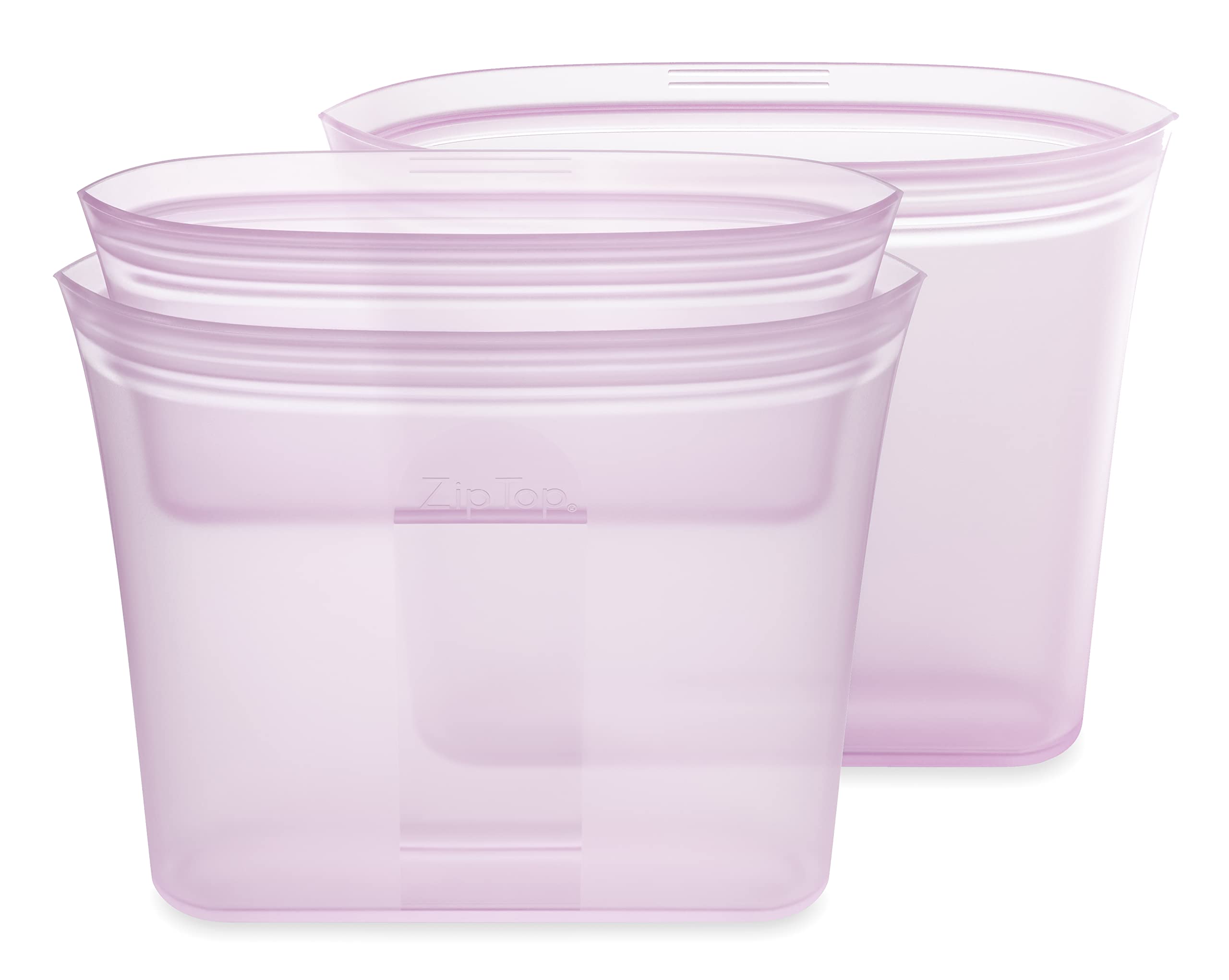Zip Top Reusable Food Storage Bags | 3 Bag Set [Lavender] - 2 Sandwich, 1 Snack | Silicone Meal Prep Container | Microwave, Dish