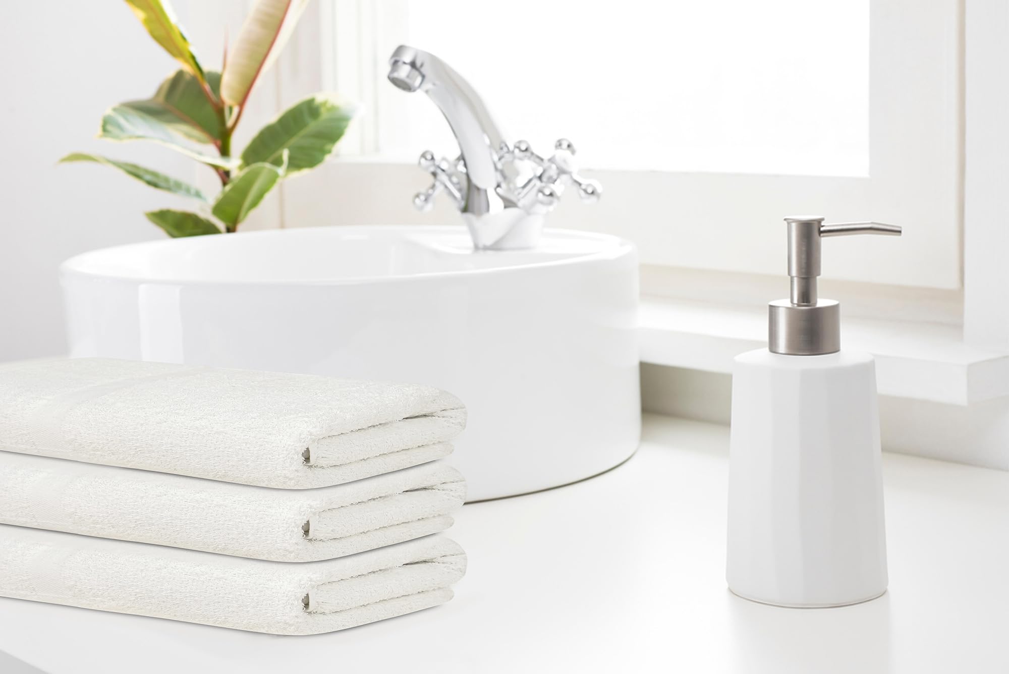 Zuperia White Hand Towels Bulk - 16 X 27 Inches, 100% Cotton Economy Light Weight Towels For Commercial Use - Quick Dry, Ultra-S