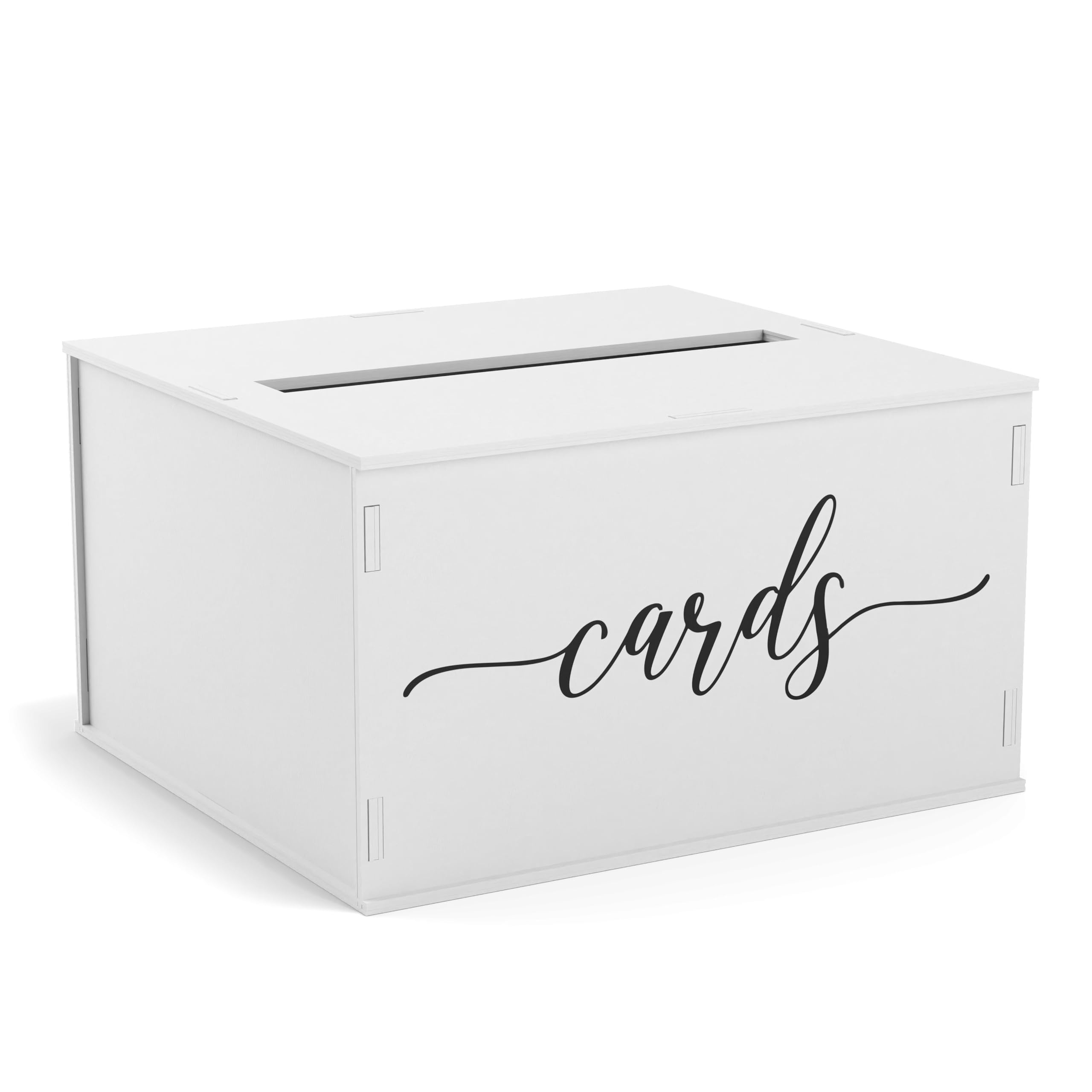 Heather & Willow Wooden Wedding Card Box with Slot - Rustic Decorations for Reception, Gifts & Money - White Lid for Baby Shower