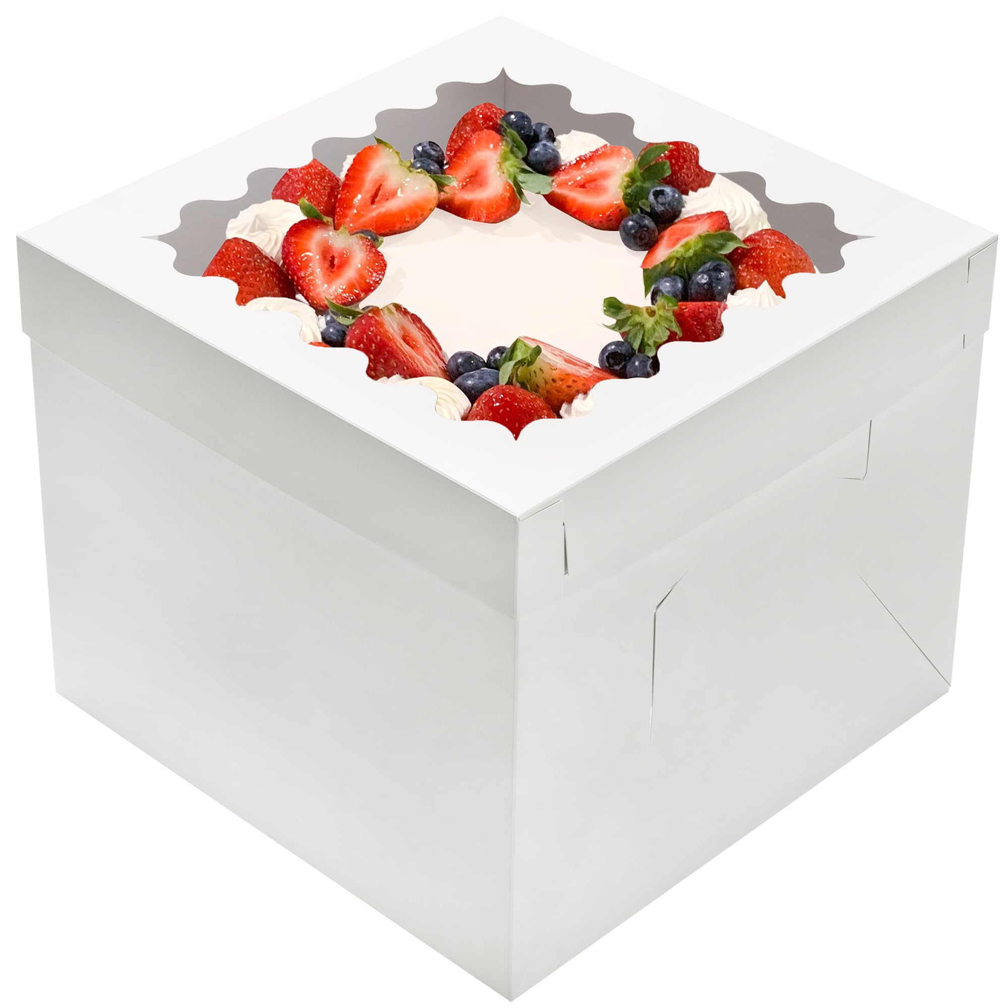 Hzzycaxli 8pcs Cake Boxes 12 Inch,12x12x10in Tall Cake Boxes with Window,10in 12in White Bakery Boxes with Lids,Large Baking Box
