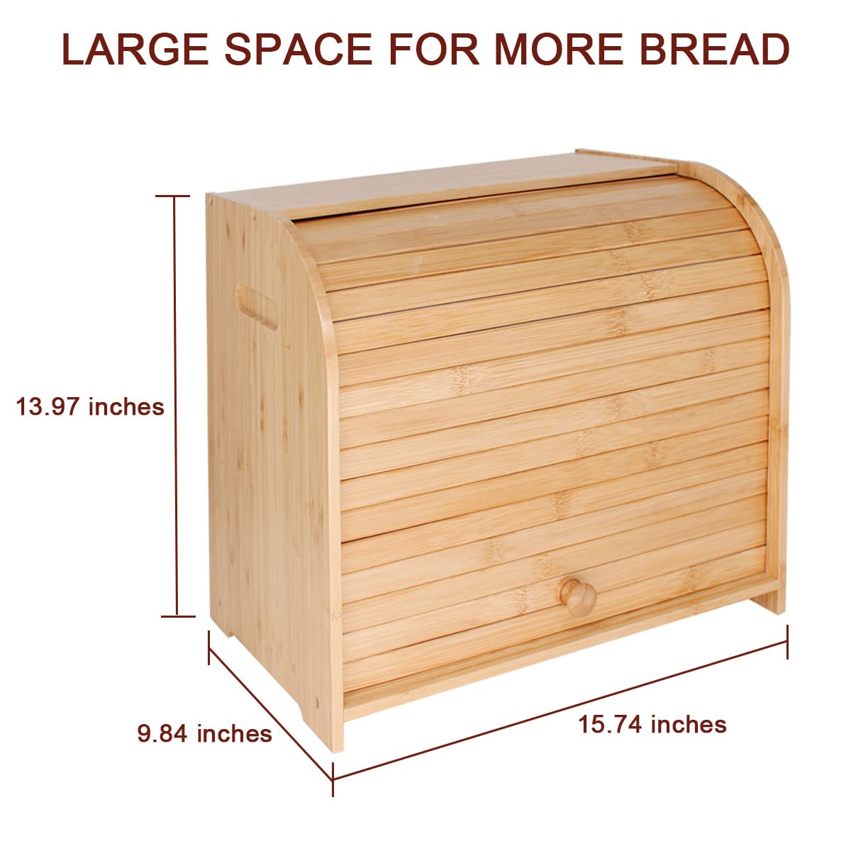 Purbambo Bamboo Bread Box For Kitchen Countertop, Double Layer Roll-Top Bread Storage Boxes Food Keeper With Adjustable Middle S