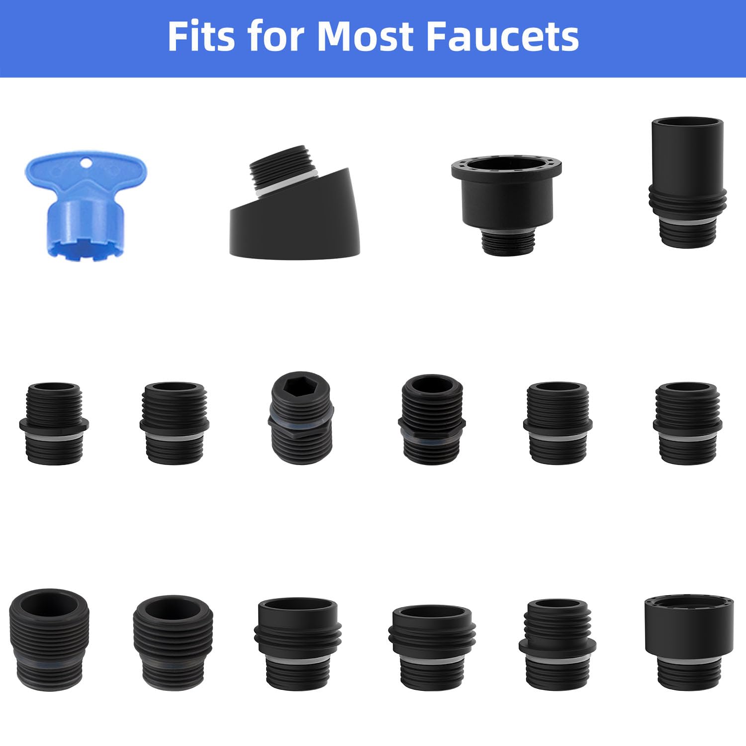 Ifealclear Pull Down Kitchen Faucet Head Replacement, 3-Mode Faucet Head For Kitchen Sink, Faucet Sprayer Nozzle, 15 Adapters Co