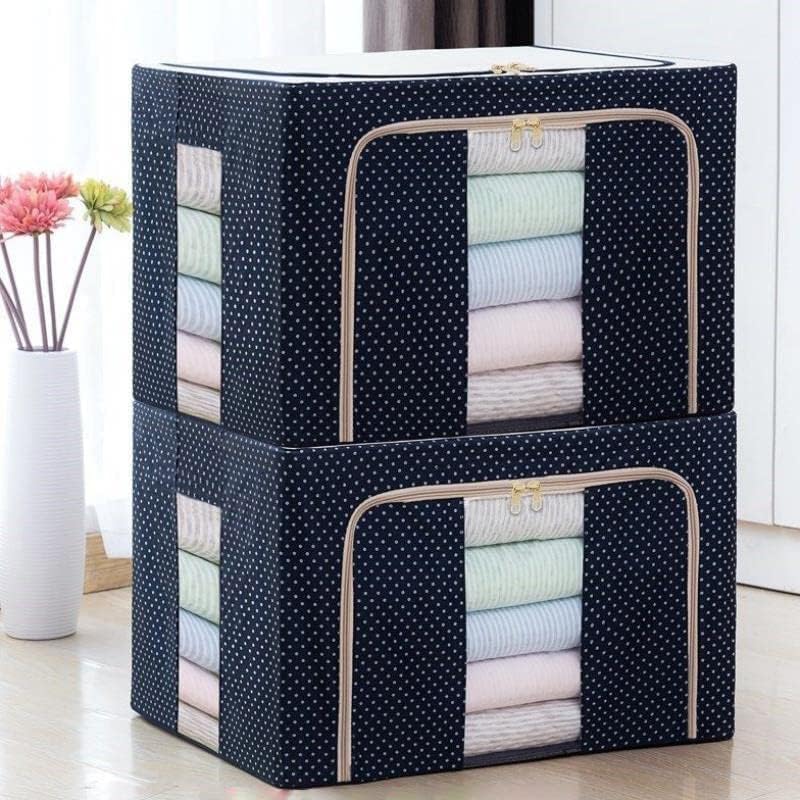 Rigjak Store Clothes Organiser For Wardrobe 66 Liter Large Storage Box Foldable Steel Frame Wardrobe Organizer Cloth Box With Zi