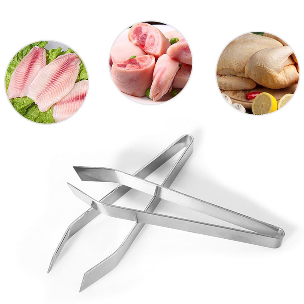 Daycount Pack Of 2 Fish Bone Tweezers, Chicken Feather Tweezer Stainless Fishbone Picker, Clean Tongs Salmon Bone Removal Durabl