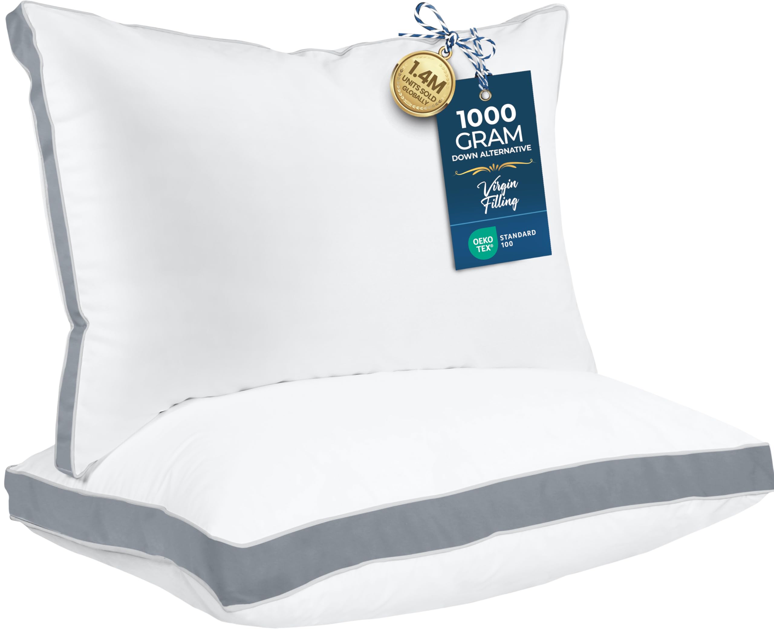Queen, Grey : Gusseted Quilted Pillows By Utopia Bedding (Queen, Grey)
