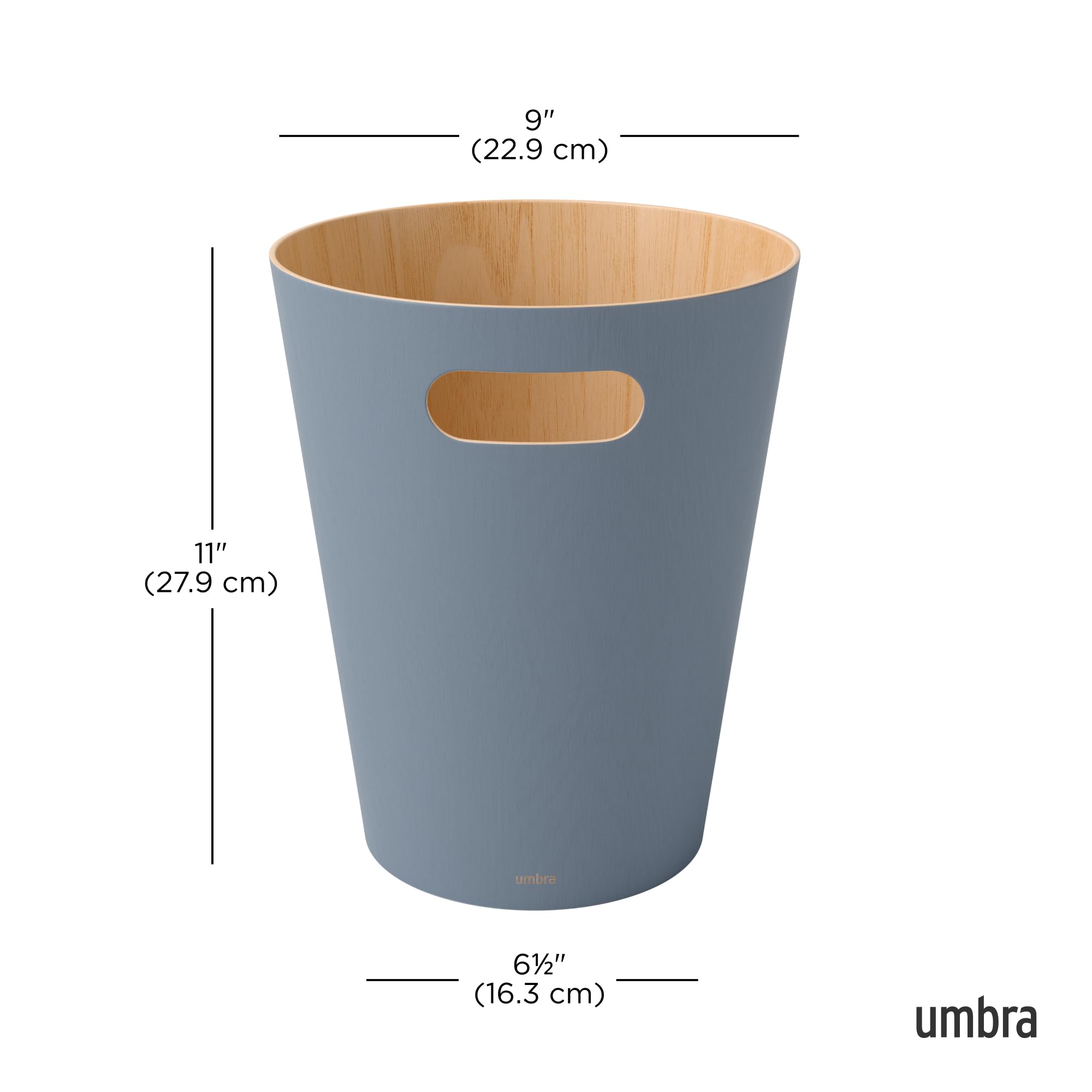 Umbra Woodrow 2-Gallon Modern Wooden Trash Can Wastebasket, Attractive Bin For Garbage Or Recycling, Suitable For Home Or Office