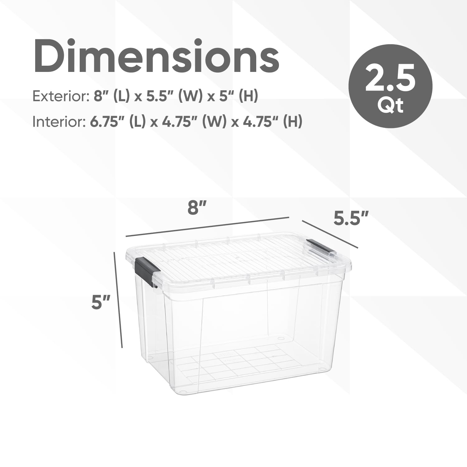 Superio Clear Storage Box With Lid, 2.5 Quart Plastic Container Bins For Organizing, Stackable Crates, Bpa Free, Non Toxic, Odor