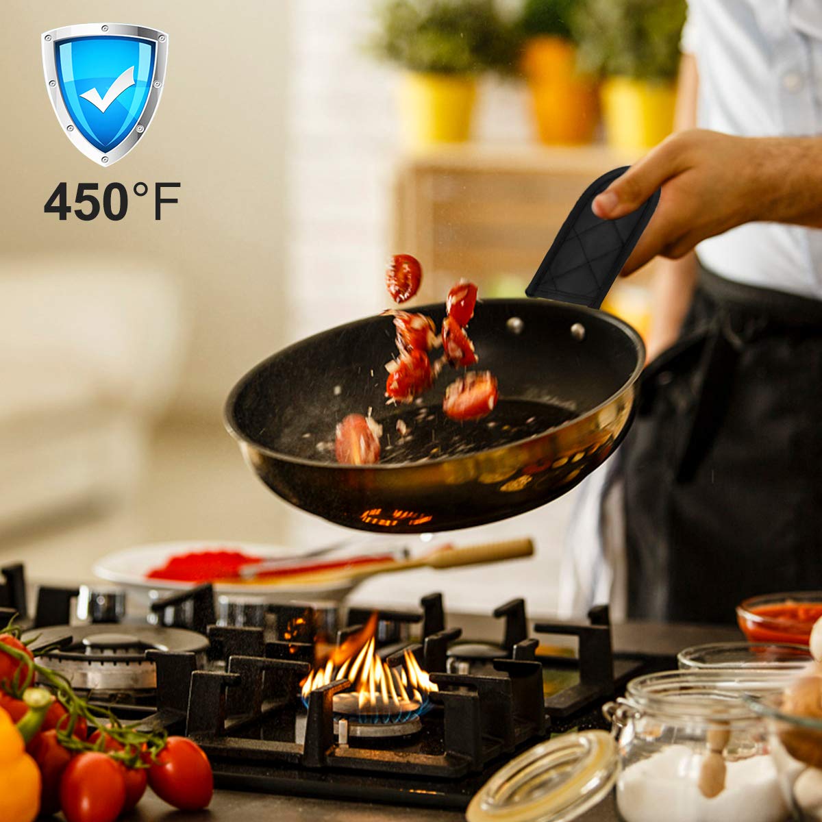 Evoio Cast Iron Skillet Handle Covers, Pot Handle Covers Heat Resistant, Heat Resistant Pot Pan Skillet Hot Handle Holder Sleeve