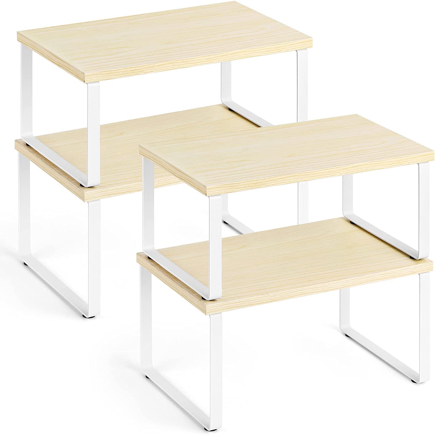 Indian Decor 65100 Kitchen Counter Shelves Organizer Set Of 4 Small Stackable Shelves Expandable Shelf Risers For Kitchen Cabine