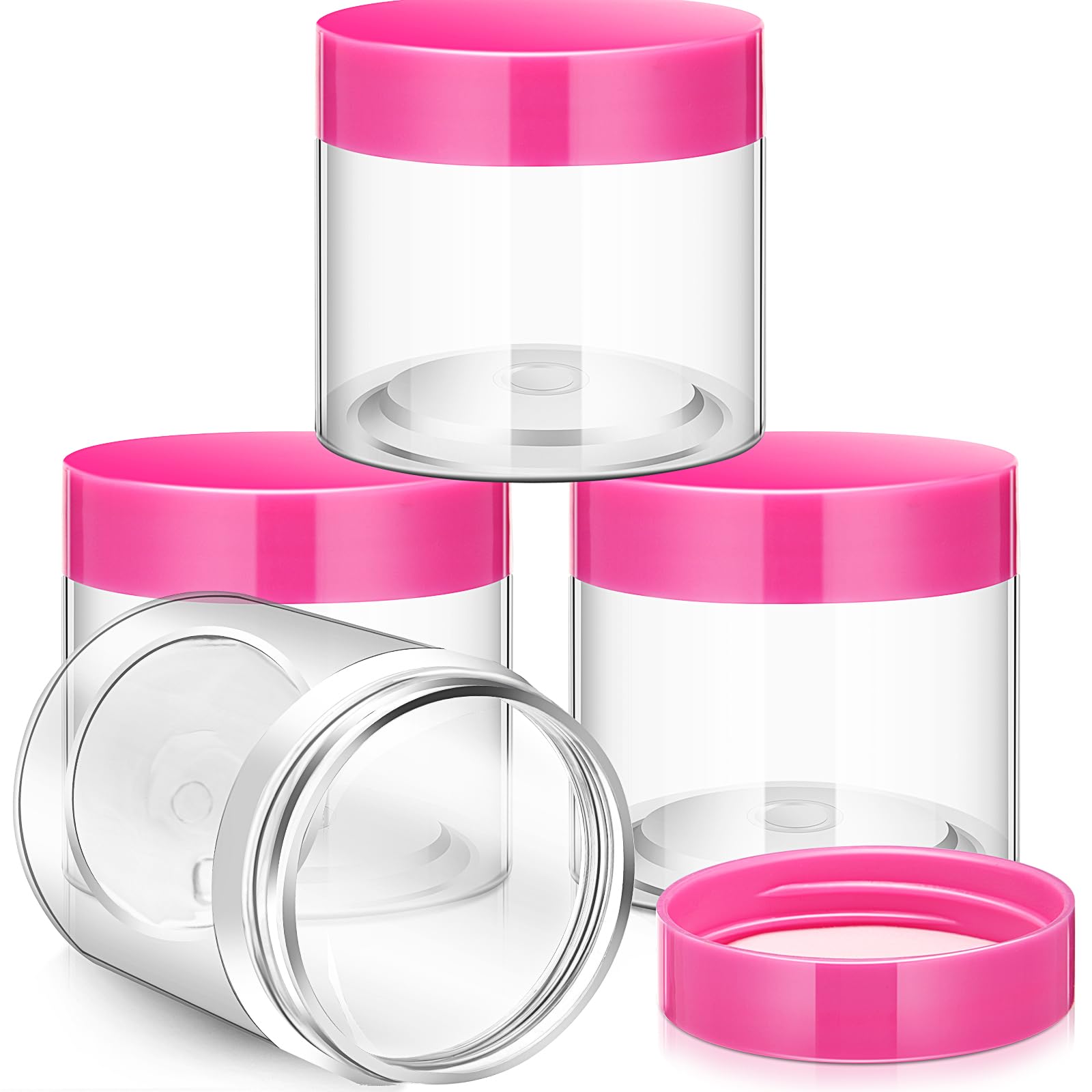 Satinior 12 Pack 8 Oz Plastic Container Jars With Lids Round Clear Travel Cosmetic Container Slime Jars For Toiletries, Lotion,
