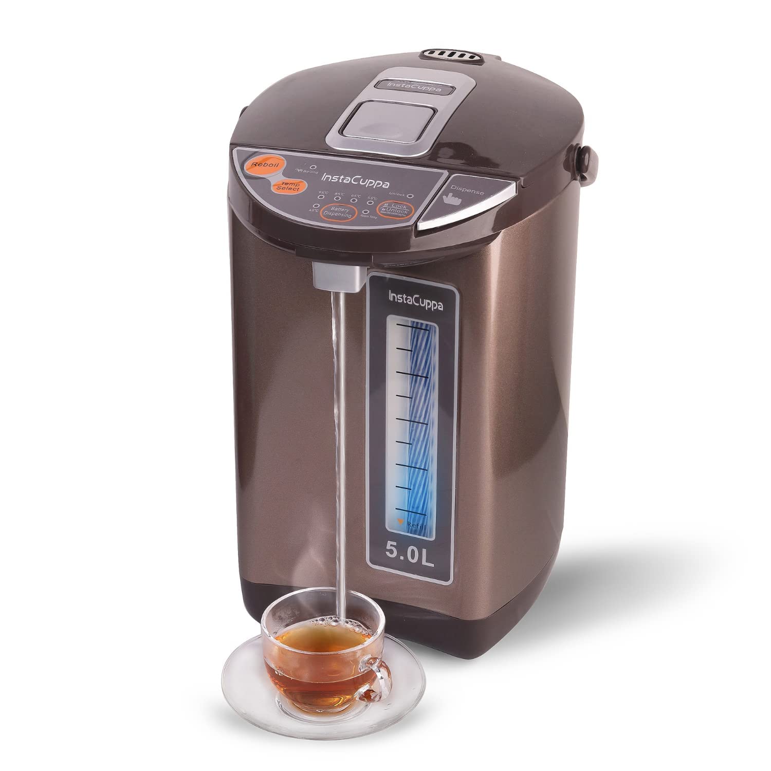 Instacuppa Electric Kettle Dispenser With Temperature Control, Stay Warm Function, 5 Litres Capacity, Automatic Shut-Off And Dry