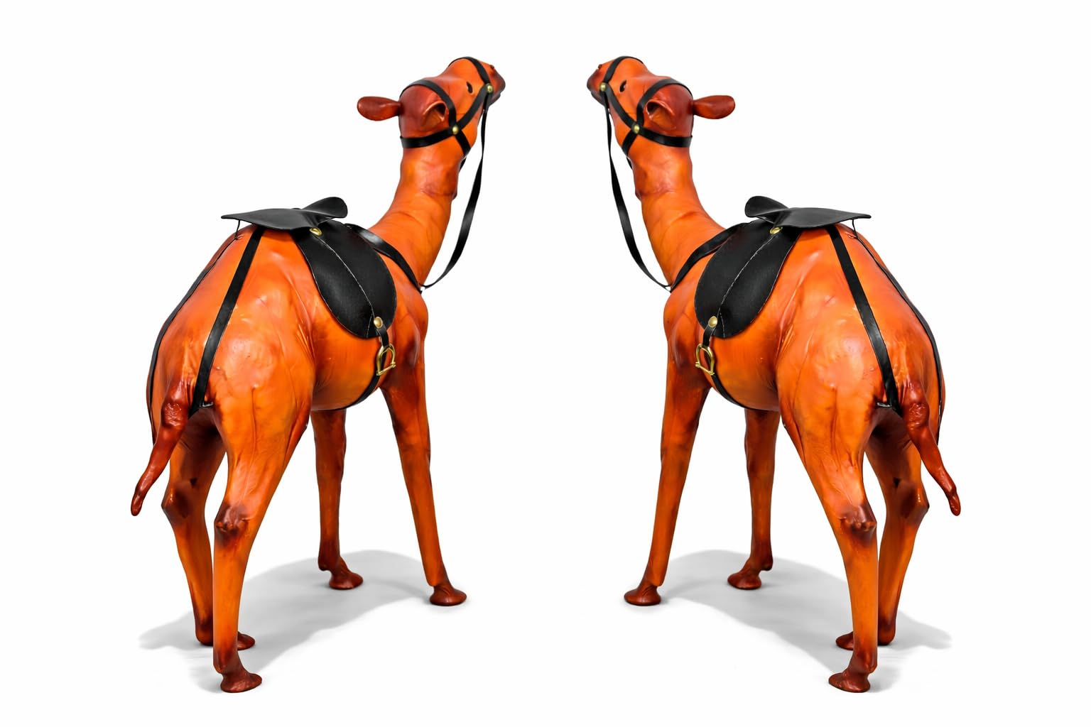 Decorative Brown Camel Figurine Showpiece Set Of 2 With Saddle | Handcrafted Look Resin Animal Statue For Home Decor, Living Roo