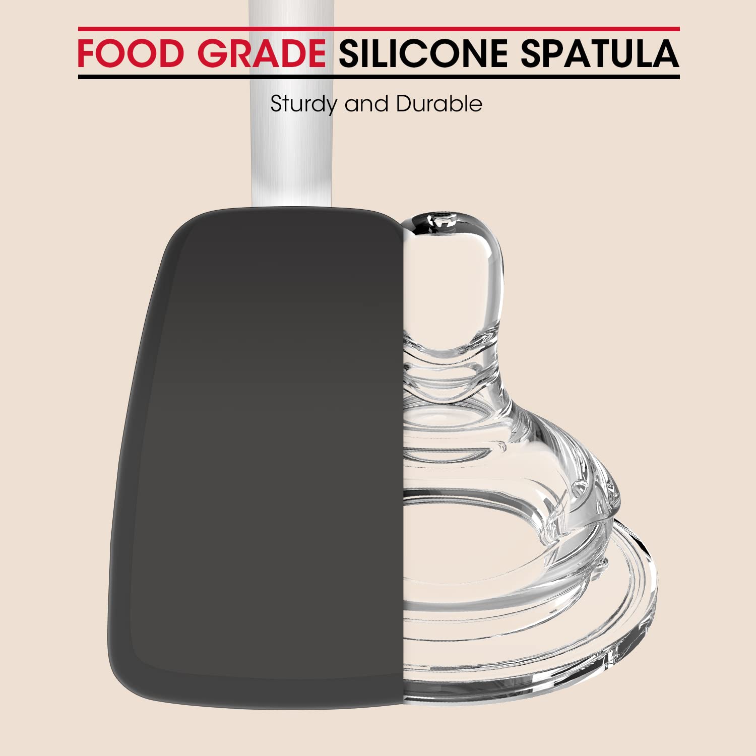Unicook Flexible Silicone Spatula, 600F Heat Resistant Silicone Turner For Nonstick Cookware, Essential Kitchen Cooking Utensil,