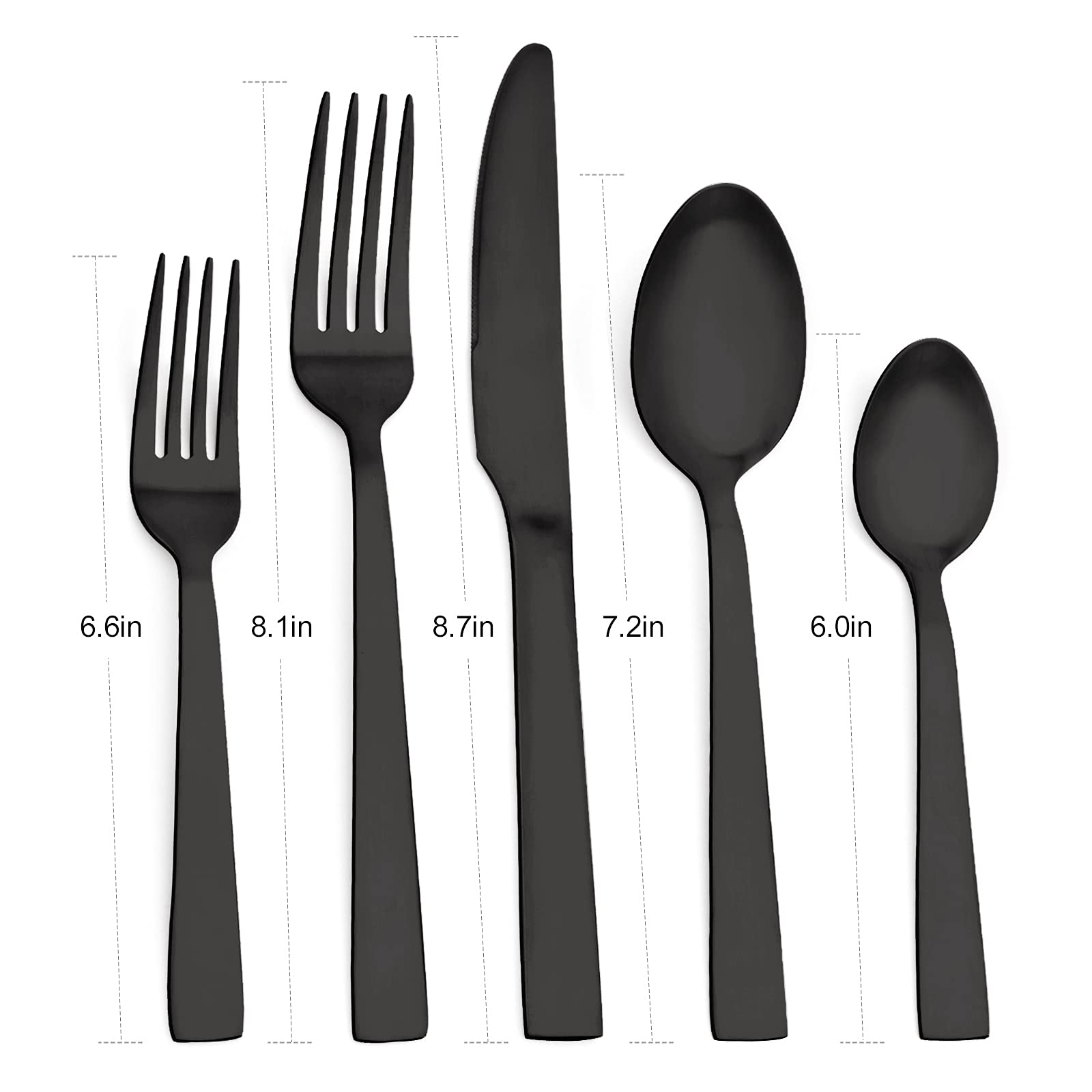 O.C.E. Matte Black Silverware Set, Stainless Steel Flatware Set, 20 Piece Tableware Cutlery Sets For Home Kitchen Restaurant, Se