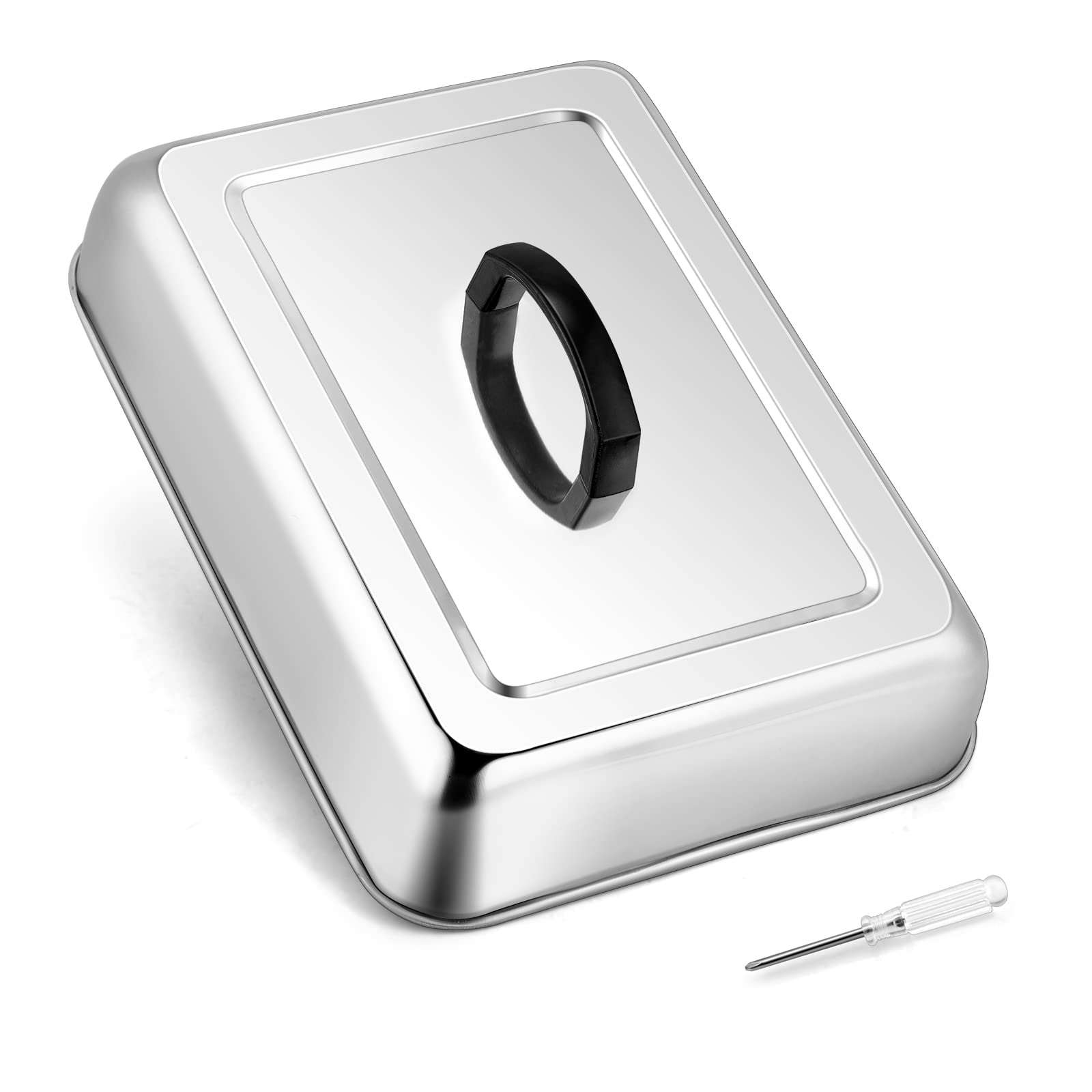 Hasteel Rectangular Basting Cover, Stainless Steel Cheese Melting Dome Steaming Cover Lid, Heavy Duty Griddle Grill Accessories