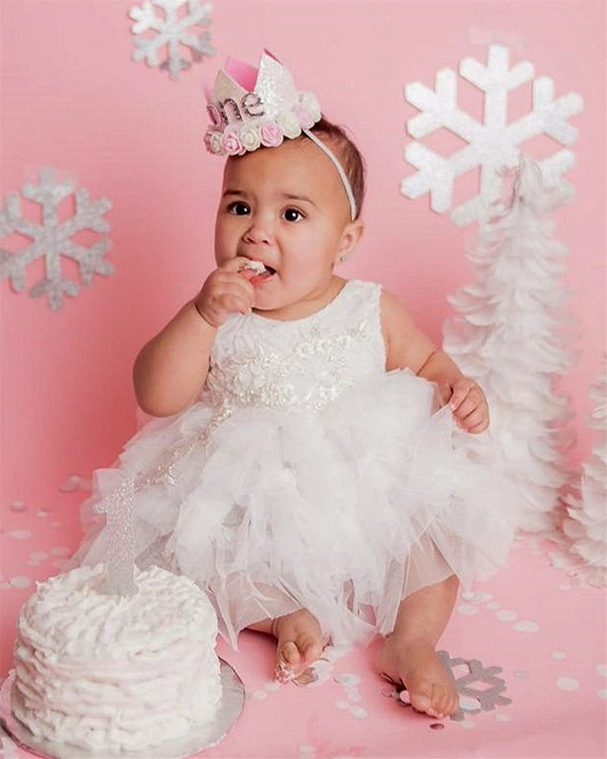 2Bunnies Girl Beaded Peony Lace Back A-Line Tiered Tutu Tulle Flower Girl Dress (White Short Sleeveless, 3T)