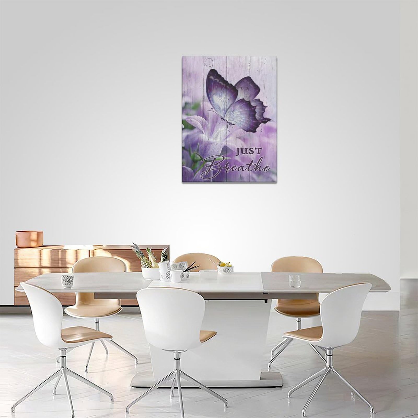 Farmhouse Butterfly Wall Art Purple Bathroom Wall Decor Butterfly Lily Flower Pictures Canvas Prints Framed Modern Just Breathe