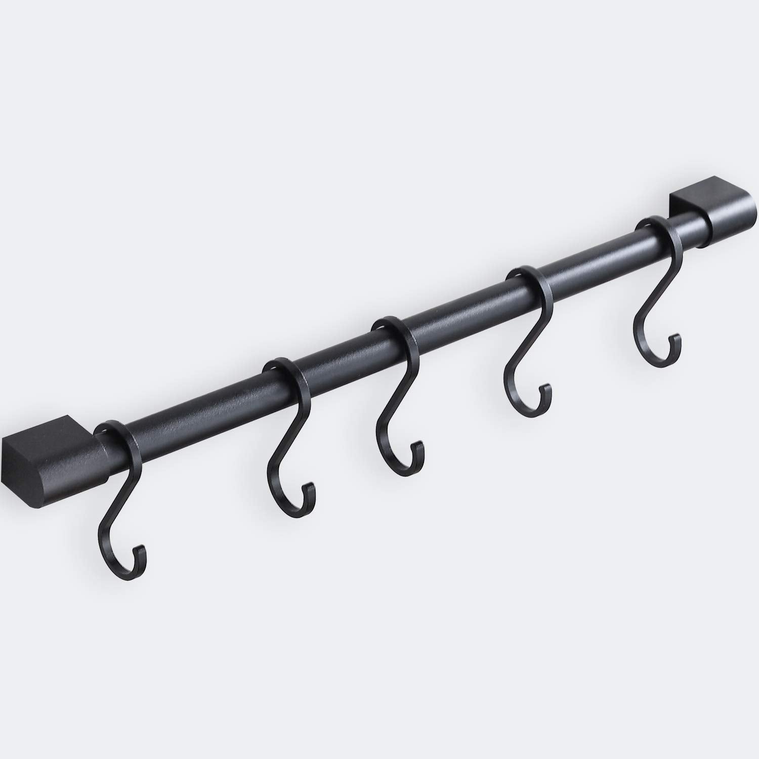 Miaohui Kitchen Rail With Hooks, Pan And Pot Hangers For Kitchen Wall Mount, Kitchen Utensil Rack With Removable S Hook, Aluminu