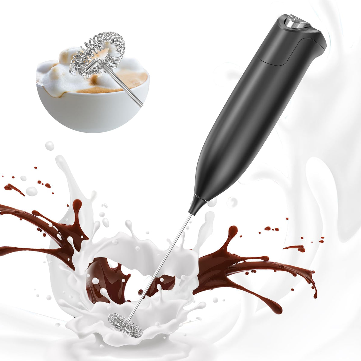 Circle Joy Milk Frother Hanheld, Electric Coffee Frother, Battery Operated Hand Frother Wand Drink Mixer Mini Foamer For Matcha
