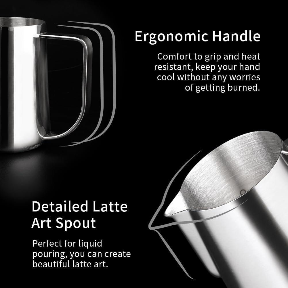 Watchget Milk Frothing Pitcher 250Ml/8Oz Stainless Steel Espresso Steaming Pitcher Milk Coffee Cappuccino Latte Art Barista Stea