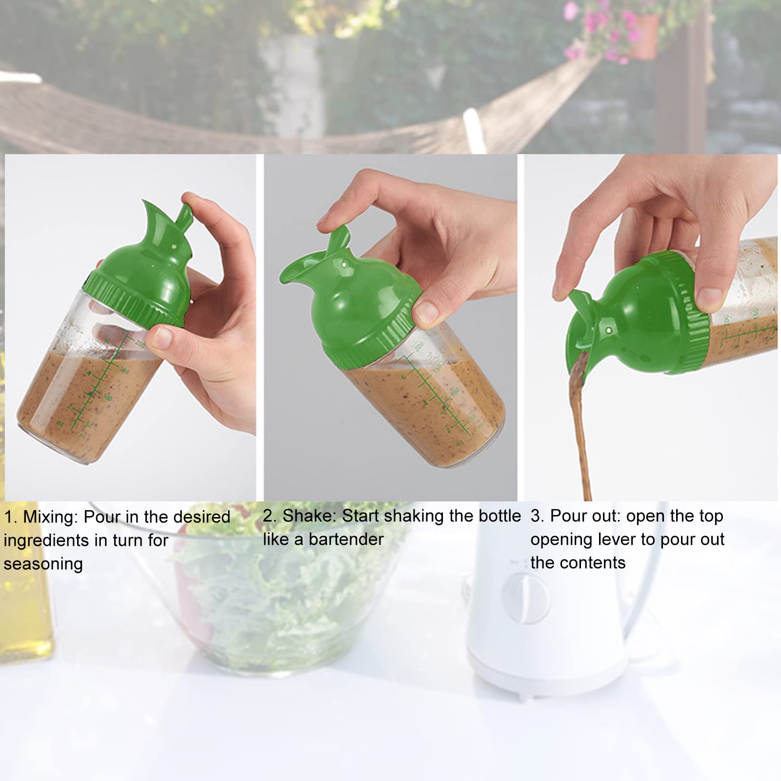 Salad Dressing Shaker, 200Ml Kitchen Leakproof Sealed Dressing Bottle For Soy Sauce Vinaigrette Salad(Green)