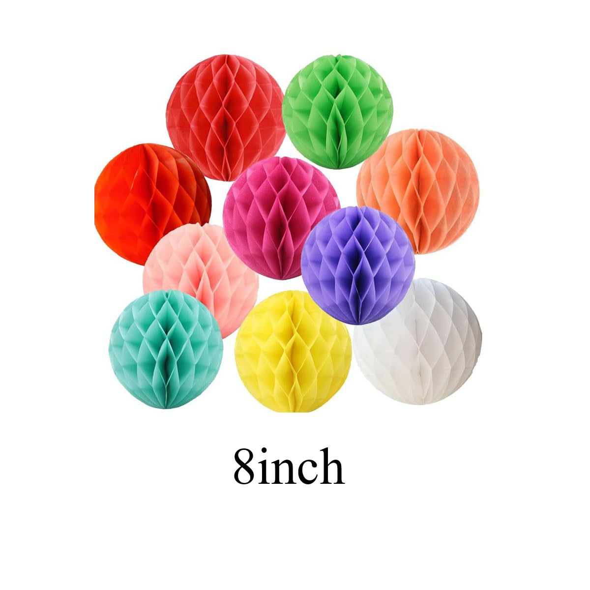 10Pcs 8Inch Paper Honeycomb Paper Pom Poms Decorative Tissue Paper Flower Colorful Hanging Flower Balls Diy Paper Handmade Craft