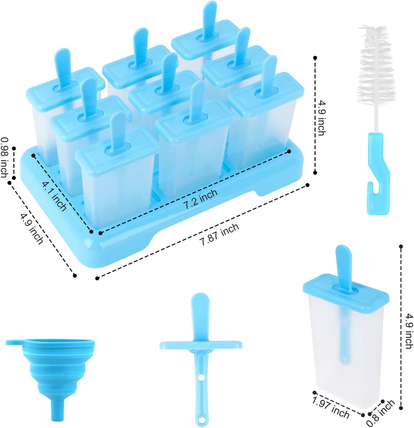 Alinana 9 Cavities Popsicles Molds, Without Bpa Popsicle Molds With Built-In Popsicle Stick, Diy Popsicle Molds With Cleaning Br